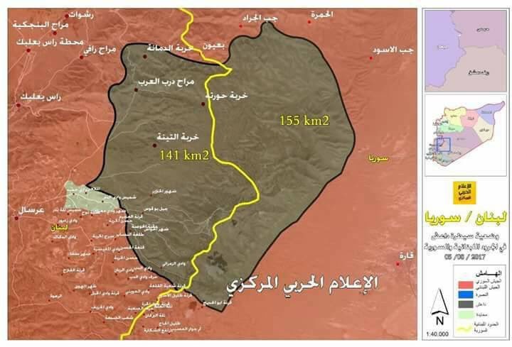 Vùng biên giới Syria Lebanon, khu vực đang bị IS chiếm đóng, bản đồ Syria trên mạng xã hội