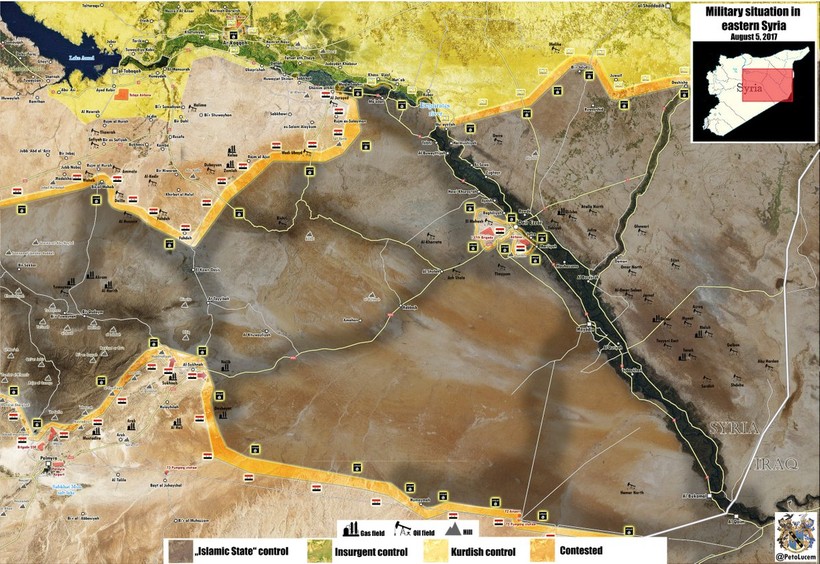 Bản đồ chiến sự phía đông Syria, thị trấn Al-Sukhnah hoàn toàn giải phóng - Ảnh - Masdar News