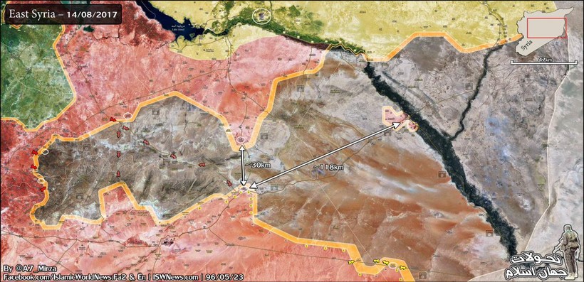Hình thái chiến trường khu vực tỉnh Homs - Raqqa- bản đồ Masdar News
