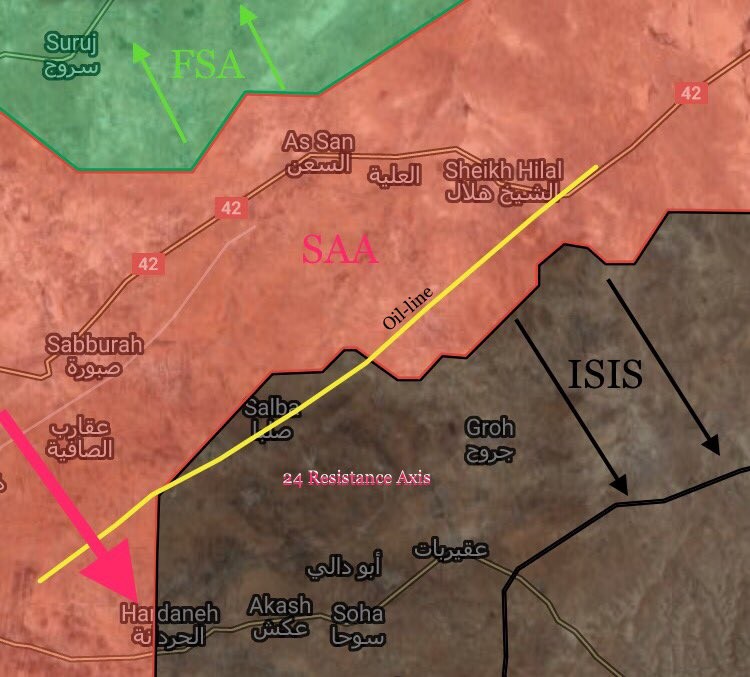 Bản đồ chiến sự khu vực bao vây IS trên vùng nông thôn tỉnh Hama - ảnh South Front