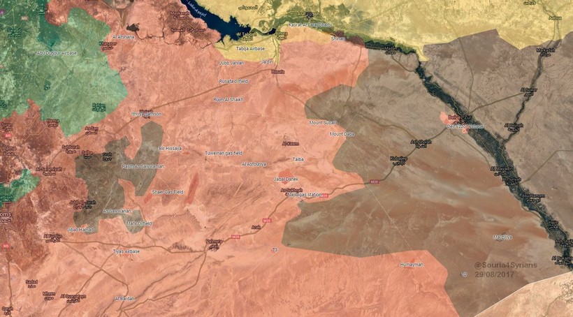 Tổng quan chiến trường Hama, Homs, phía đông Raqqa và Deir Ezzor, bản đồ South Front