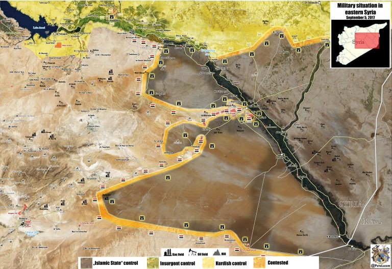 Bản đồ tình hình chiến sự Deir Ezzor tính đến ngày 05.09.2017 - ảnh Masdar News