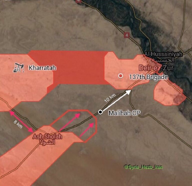 Bản đồ quân đội Syria tiến công về hướng thành phố Deir Ezzor - ảnh South Front