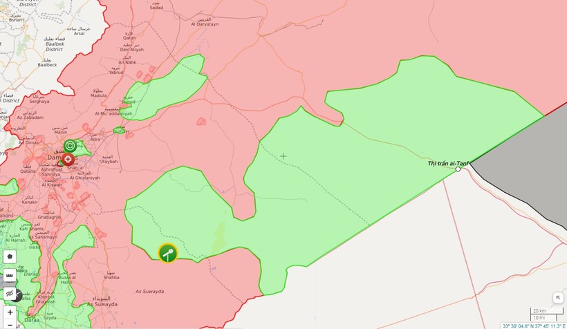 Vùng do lực lượng Hồi giáo cực đoan thuộc tổ chức quân đội Syria tự do FSA kiểm soát - ảnh syria.liveaumap.com
