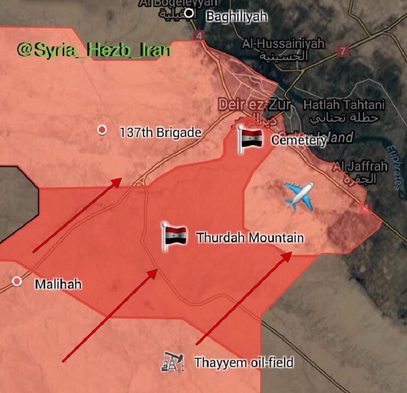 Các mũi tiến công của quân đội Syria trên chiến trường Deir Ezzor tính đến ngày 11.09.2017 theo South Front