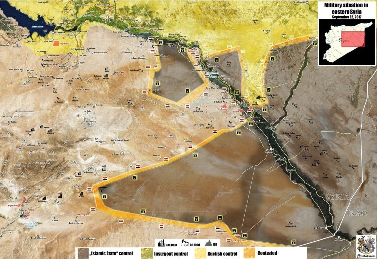 Bản đồ tình hình chiến sự vùng Deir Ezzor - ảnh Masdar News