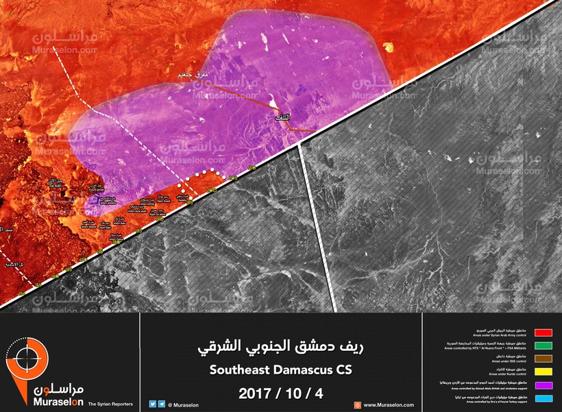 Khu vực quân đội Syria giải phóng trên chiến trường biên giới Jordan - ảnh Muraselon