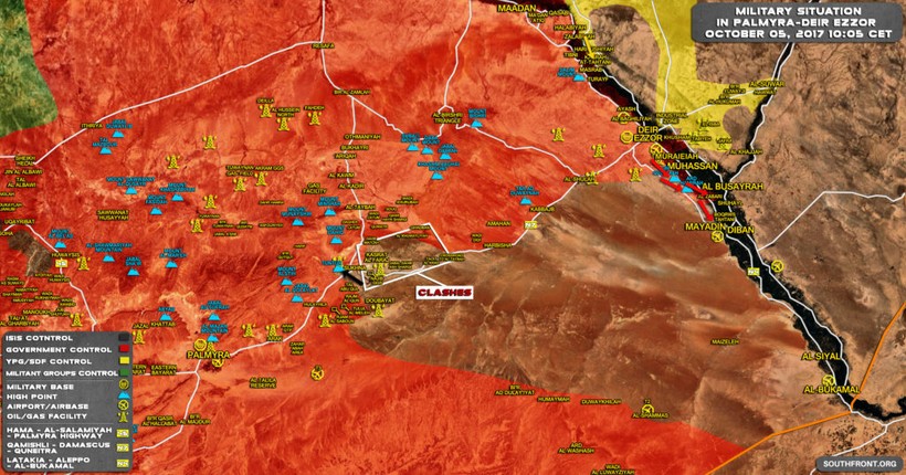 Bản đồ tình hình chiến sự khu vực sa mạc trung tâm tỉnh Homs tính đến ngày 05.10.2017 theo South Front