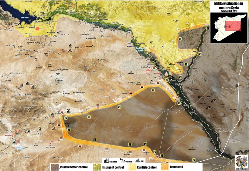 Bản đồ tình hình chiến sự Deir Ezzor tính đến ngày 09.10.2017 theo South Front