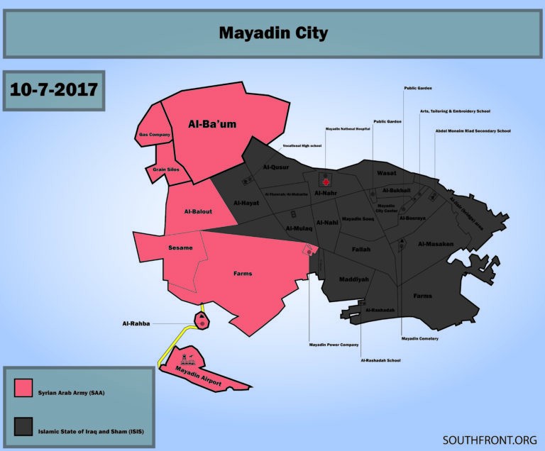 Những khu vực lực lượng Tiger giành được trong thành phố Al-Mayadeen - ảnh South Front