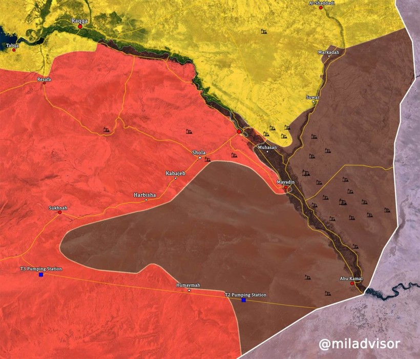 Bản đồ tình hình chiến trường phía đông tỉnh Homs và Deir Ezzor - ảnh South Front