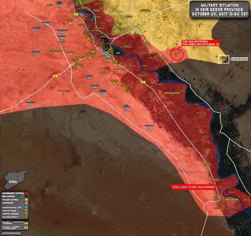 Bản đồ tình hình chiến sự thành phố Deir Ezzor tính đến ngày 20.10.2017 theo South Front