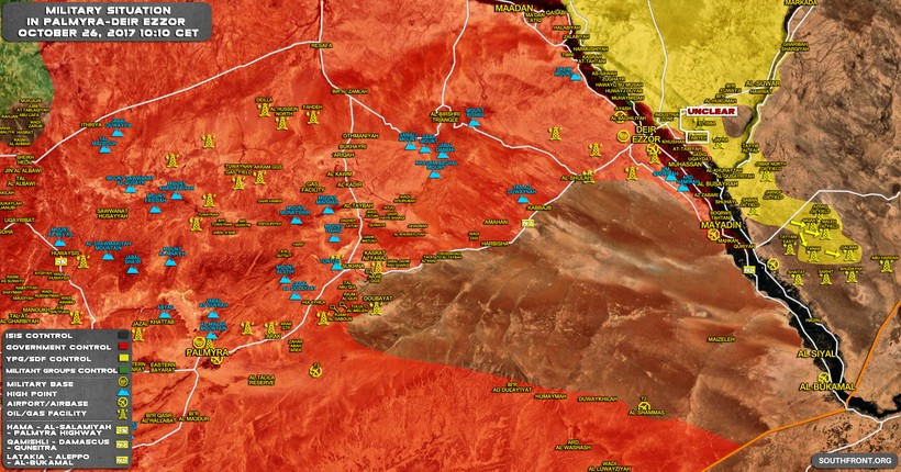 Bản đồ tình hình chiến sự Syria tính đến ngày 26.10.2017 theo South Front