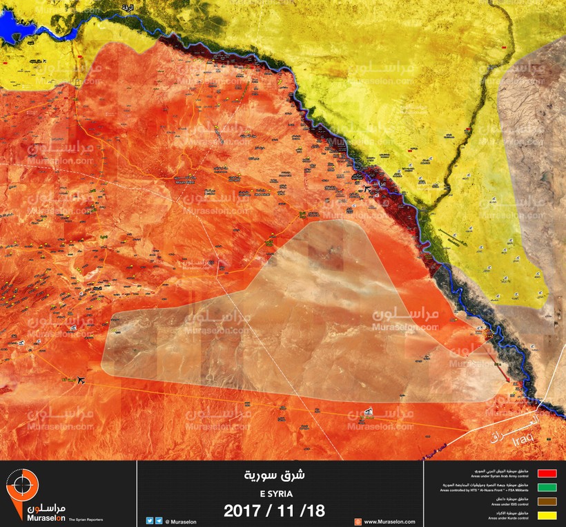 Toàn cảnh chiến trường khu vực tỉnh Deir Ezzor, lực lượng Tiger sắp hoàn thành vòng vây IS ở sa mạc - ảnh Muraselon