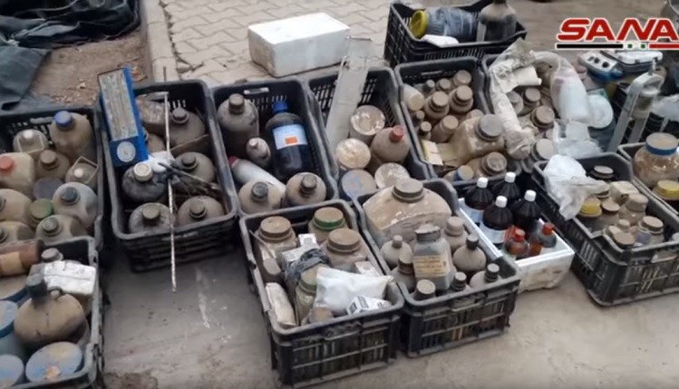 Những chất độc hóa học mà IS cất giấu ở thành phố Deir Ezzor - ảnh video SANA