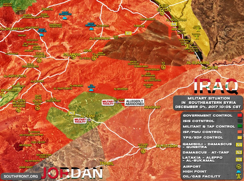 Bản đồ tình hình chiến sự Syria ngày 04.12.2017 theo South Front