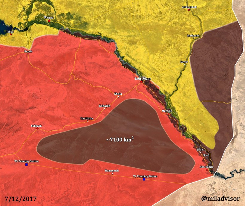Những vùng còn lại đang bị IS chiếm đóng, không còn một khu dân cư bị chiếm - ảnh South Front
