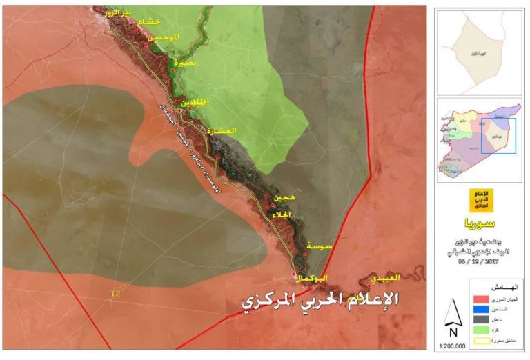 Chiến tuyến thực tế của lực lượng SDF tính đến ngày 06.12.2017 theo South Front