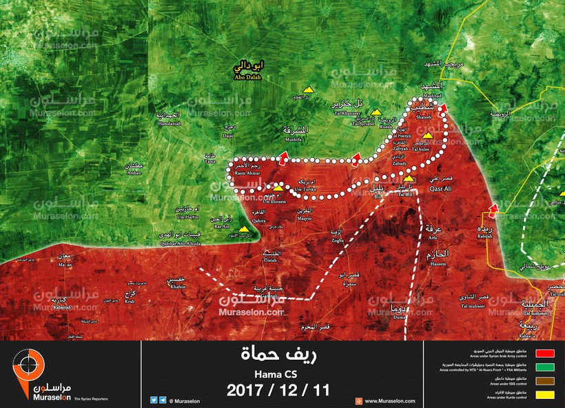Các mũi tiến công của quân đội Syria trên hướng tấn công về tỉnh Idlib - ảnh Muraselon