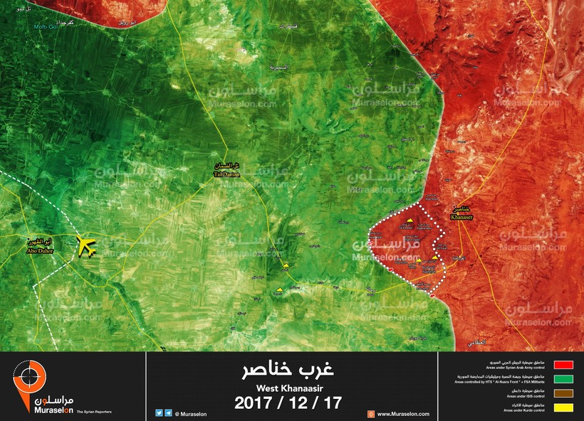 Các mũi tiến công của quân đội Syria trong ngày 17.12.2017 theo Muraselon