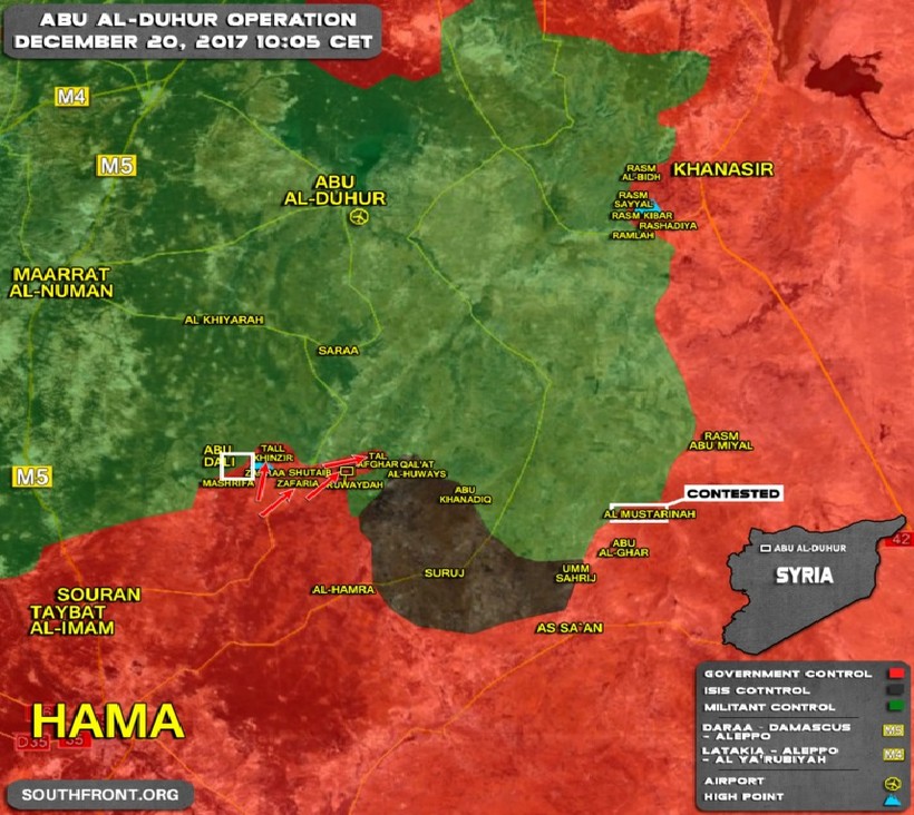 Bản đồ chiến sự miền nam tỉnh Idlib, các mũi tiến công của quân đội Syria, ảnh South Front