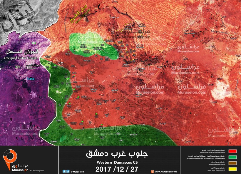 Bản đồ tình hình chiến sự thung lũng Beit Jinn - ảnh Muraselon