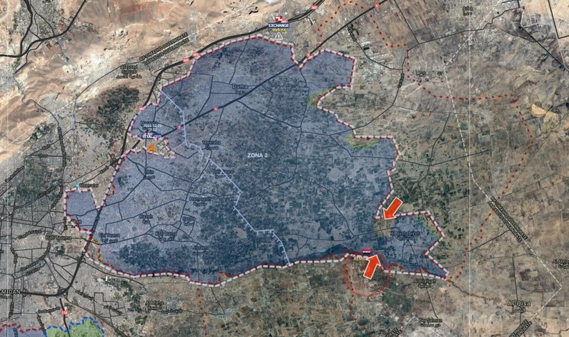 Chiến trường Đông Ghouta tính đến ngày 31.12.2017 theo South Front