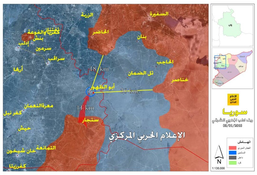 Các hướng tấn công chính của quân đội Syria trên chiến trường đông nam tỉnh Idlib - ảnh truyền thông Hezbollah