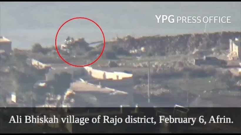 Lực lượng dân quân người Kurd phá hủy 1 xe tăng Thổ Nhĩ Kỳ ở Afrin. ảnh minh họa video YPG Presss