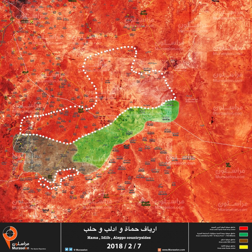 Vùng giải phong khỏi sự chiếm đóng của IS trên chiến trường đông bắc Hama - ảnh Muraselon