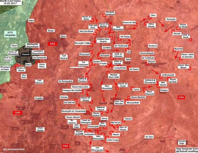 Cuộc tấn công của quân đội Syria trên vùng nông thôn phía đông nam tỉnh Idlib - ảnh South Front
