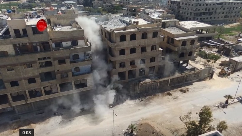 Công binh Syria phá hủy đường hầm ở Đông Ghouta - Ảnh minh họa video