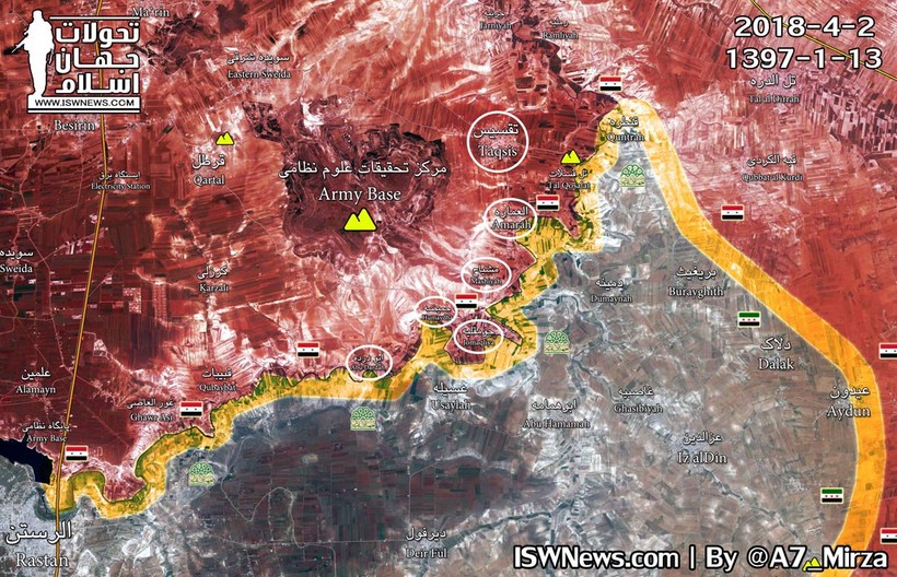 Tình hình chiến sự vùng Rasat, miền bắc tỉnh Hama và phía đông bắc tỉnh Homs, ảnh minh họa Muraselon