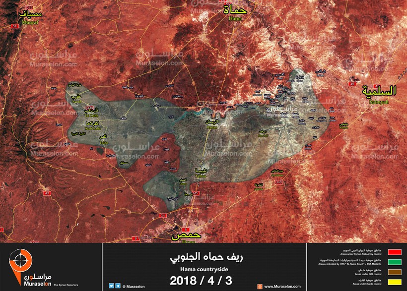 Bản đồ chiến sự vùng Rastan - Homs . Ảnh Muraselon