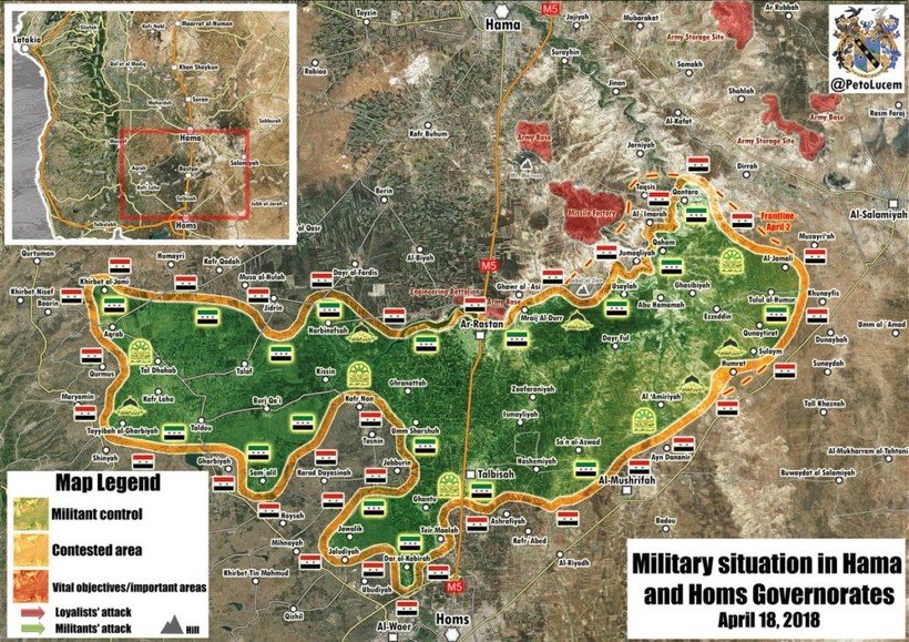 Bản đồ tình hình chiến sự khu vực Rastan, Homs - ảnh Masdar News