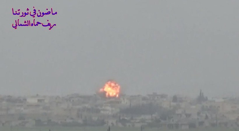 Không quân Nga không ki hs ở Idlib, Hama. Ảnh minh họa video "đối lập.