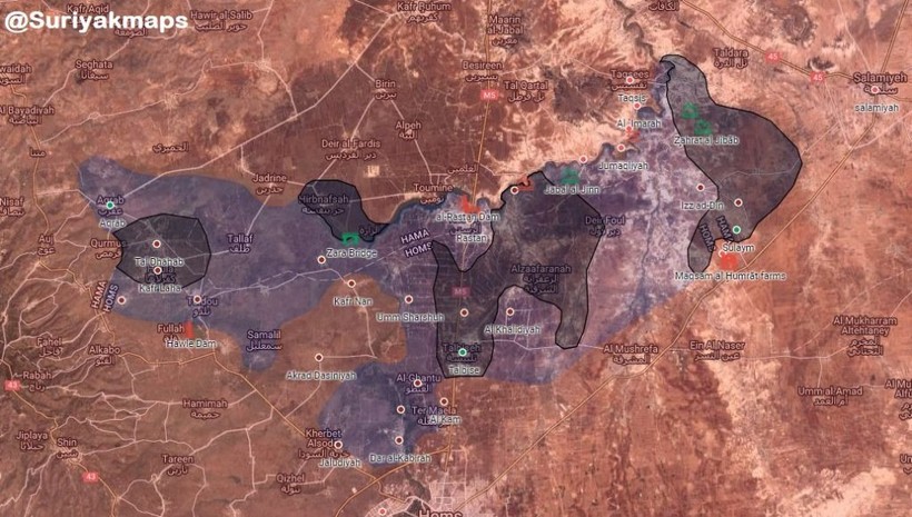 Bản đồ khu vực nổi dậy Rastan, ảnh South Front