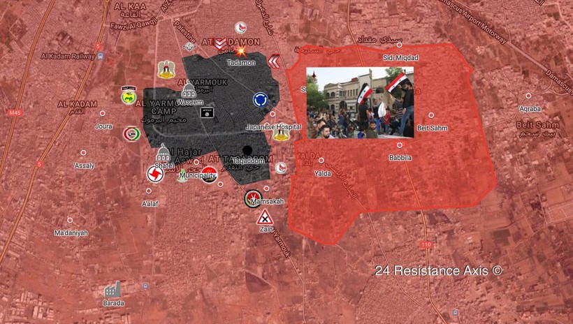 Các đơn vị quân đội Syria, Palestine và quân tình nguyên SSNP siết chặt vòng vây quận Yarrmouk
