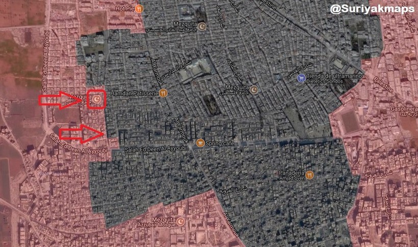 Các mũi tiến công của quân đội Syria trong quận Yarmouk. Ảnh minh họa South Front