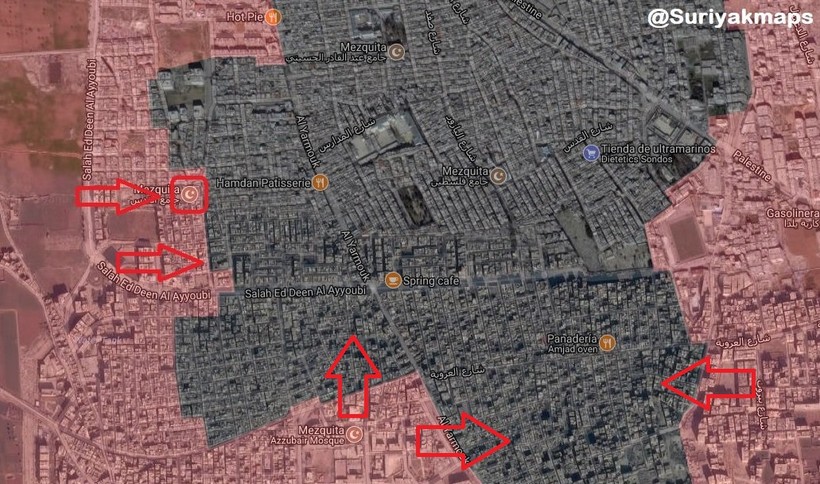 Quân đội Syria tấn công chia cắt quận Yarmouk, chuẩn bị quét sạch các tay súng IS. Bản đồ South Front