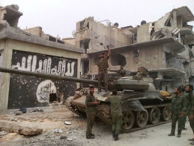 Binh sĩ lực lượng vũ trang Syria trong khu vực các quận Yarrmouk. Ảnh minh họa Muraselon