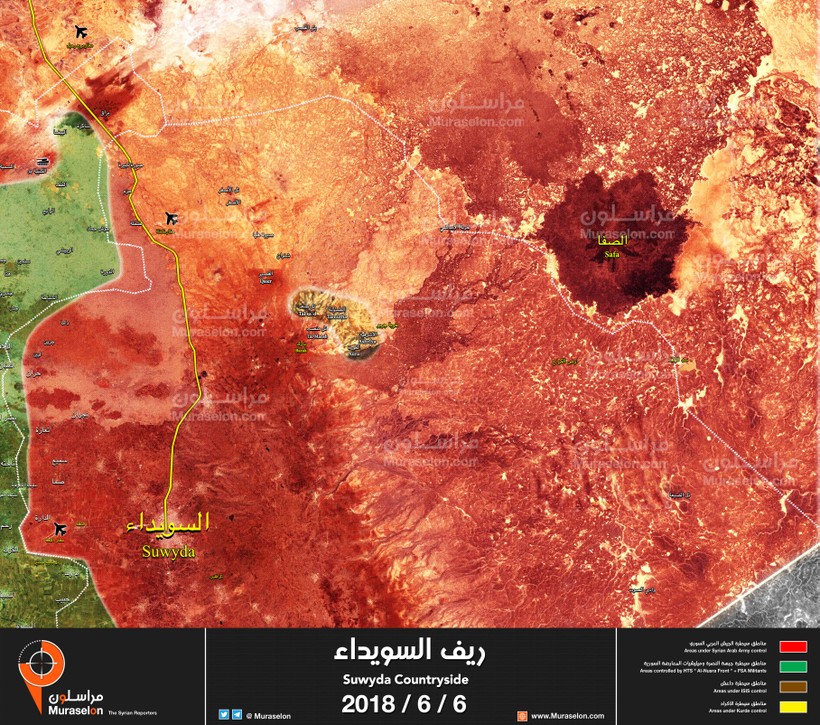 Vùng đất Suwayda, nơi nhóm IS co cụm lại sau khi thất bại ở ngoại ô Damascus. Anh minh họa Muraselon