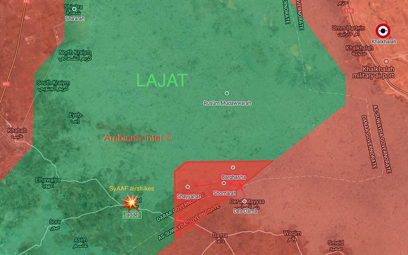 Xe tăng quân đội Syria thuộc lực lượng Tiger tấn công trên chiến trường Daraa. Ảnh minh họa Masdar News