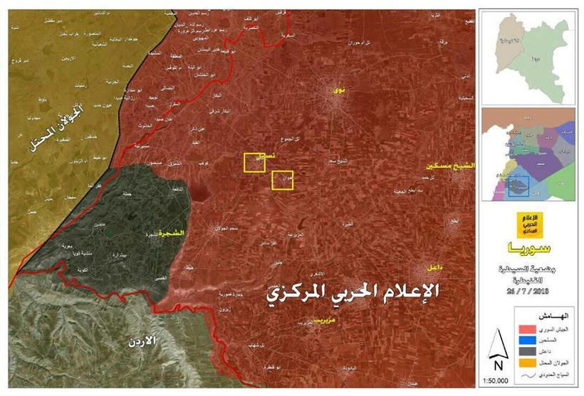 Chiến tuyến quân đội Syria và những địa danh chiến lược vừa giải phóng. Ảnh Hezbollah Syria