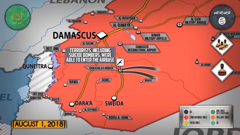Lực lượng IS tấn công căn cứ sân bay Sweida. Ảnh minh họa video South Front