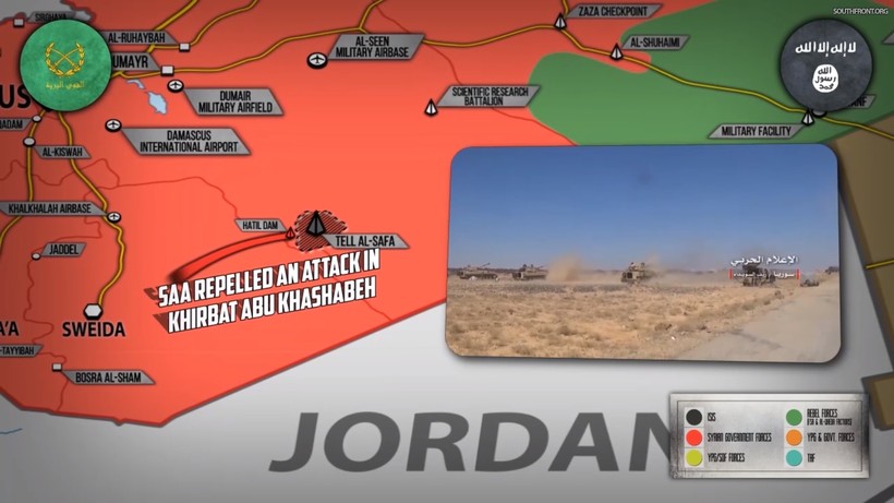 Quân đội Syria tiến công trong hẻm núi Al-Safa, Sweida. Ảnh minh họa South Front