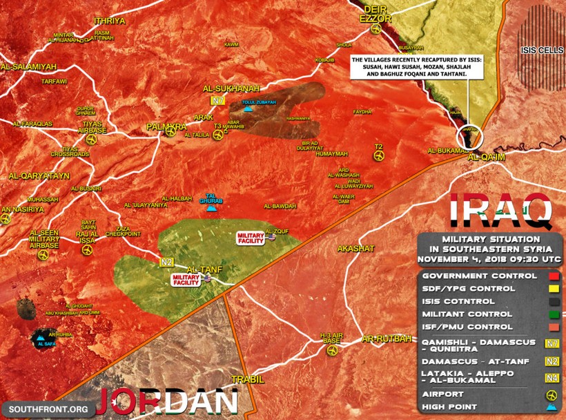 Toàn cảnh bản đồ chiến sự Syria tính đến ngày 03.11.2018 theo South Front.