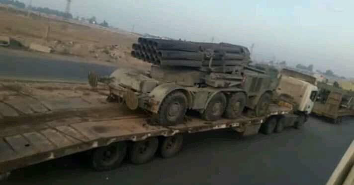 Pháo phản lực BM-27, được điều chuyển đến Hama, Idlib. Ảnh minh họa: Masdar News.