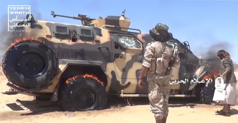 Các du kích Houthi phá hủy xe cơ giới của liên minh quân sự do Ả rập Xê út dẫn đầu. Ảnh minh họa South Front