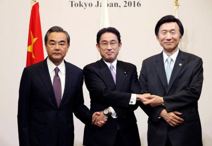 Hội nghị Bộ trưởng Ngoại giao ba nước Trung-Nhật-Hàn ngày 24/8/2016. Ảnh: Chinadaily